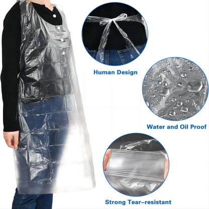 10 PCs Disposable Waterproof Plastic Aprons