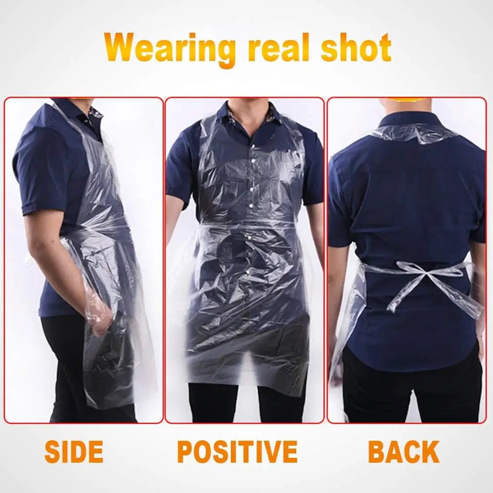 10 PCs Disposable Waterproof Plastic Aprons