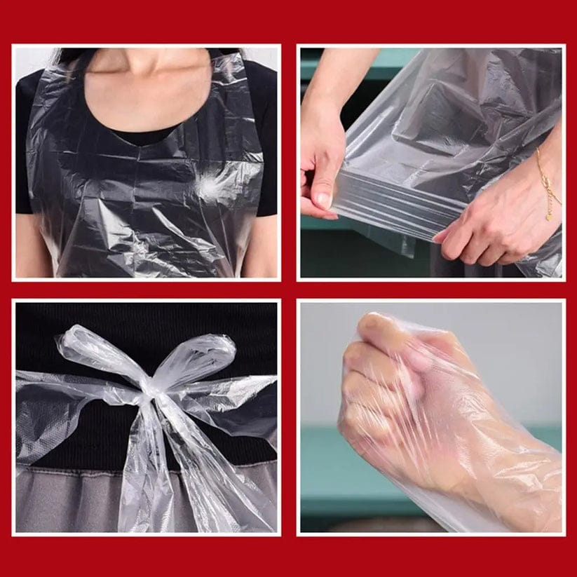 10 PCs Disposable Waterproof Plastic Aprons